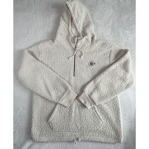 NFL Team Green Bay Packers Pullover Womens Sz M Sherpa Fleece Hoodie 1/4‎ Zip